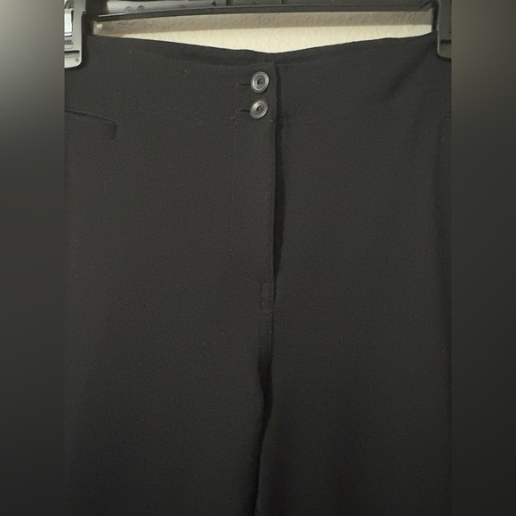 Eileen Fisher Soft Viscose Classic Black Straight Leg Pants. 2 Button Closure. - Picture 4 of 12